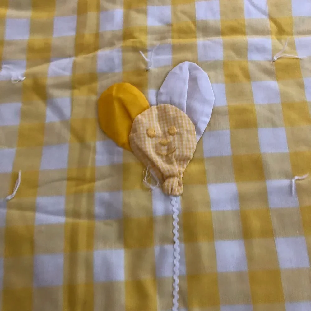 🛒 $15 Vintage Yellow Check Baby Blanket 51